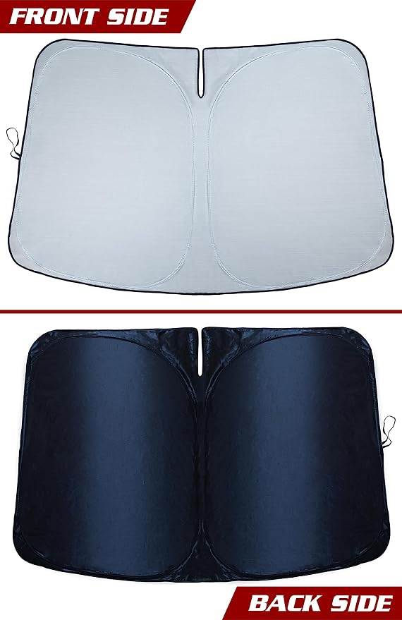 Magnelex Tesla Windshield Sun Shade for Model S 2012-2026 - Reflective Polyester Blocks Heat & Sun, Foldable Car Window Sun Blocker, Mirror Cut-Out, Fade-Resistant Sunshade, Tesla S Accessories