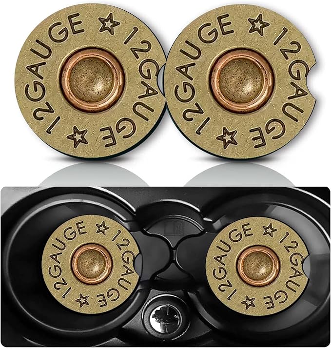 2Pcs Bullet Shaped Car Coasters,2.75" Neoprene Rubber Cup Holder Coasters | Universal Non‑Slip Mat, Drink Coaster Decor Auto Accessories Bullet Gifts Cars Accessories for Men,Women