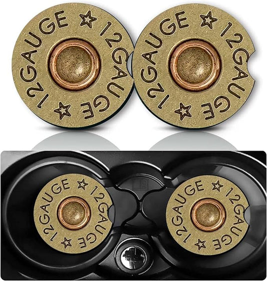 2Pcs Bullet Shaped Car Coasters,2.75" Neoprene Rubber Cup Holder Coasters | Universal Non‑Slip Mat, Drink Coaster Decor Auto Accessories Bullet Gifts Cars Accessories for Men,Women