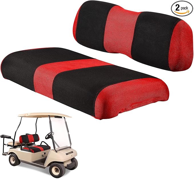 Golf Cart Washable Seat Cover Kit, 2 Passager Front Seat Covers Fit for Club Car DS OEM Ordinary Seat Cushion