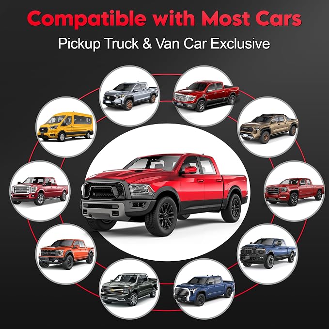 Zettum Truck Windshield Sun Cover - 600D Windshield Sun Shade Window Cover for Pickup Truck Heavy Duty, Outside Summer Sunshade Protector for Ford F150, Silverado, GMC Sierra, Ram, Van, and More