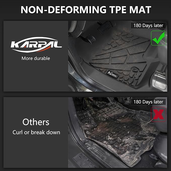 KARPAL Floor Mats for 2007-2014 Chevy Tahoe/Suburban/GMC Yukon/Yukon XL/Denali (No Hybrid Models), All-Weather TPE Custom Fit Floor Liners Car Accessories
