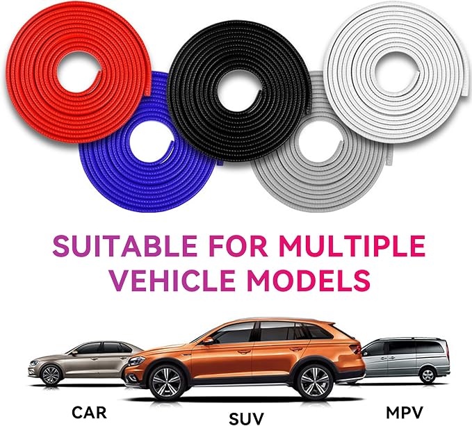 Car Door Edge Guards, 16Ft Universal Car Edge Rubber Seal Trim Protector, U Shape Door Edge Protector Guard, Aluminum Boat Edge Guards, Car Decoration Accessories for Most Car (White)