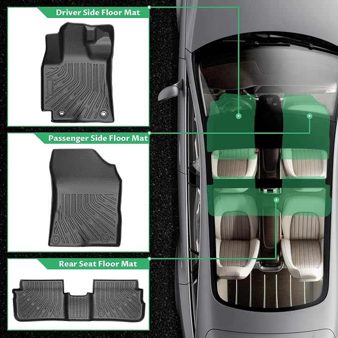 Floor Mats for Toyota Corolla 2009 2010 2011 2012 2013, Custom Fit Corolla Standard,LE,S XLE,XRS,L,LE/S Special Edition Mats, TPE Non-Slip Waterproof 2 Row Floor Liners Set