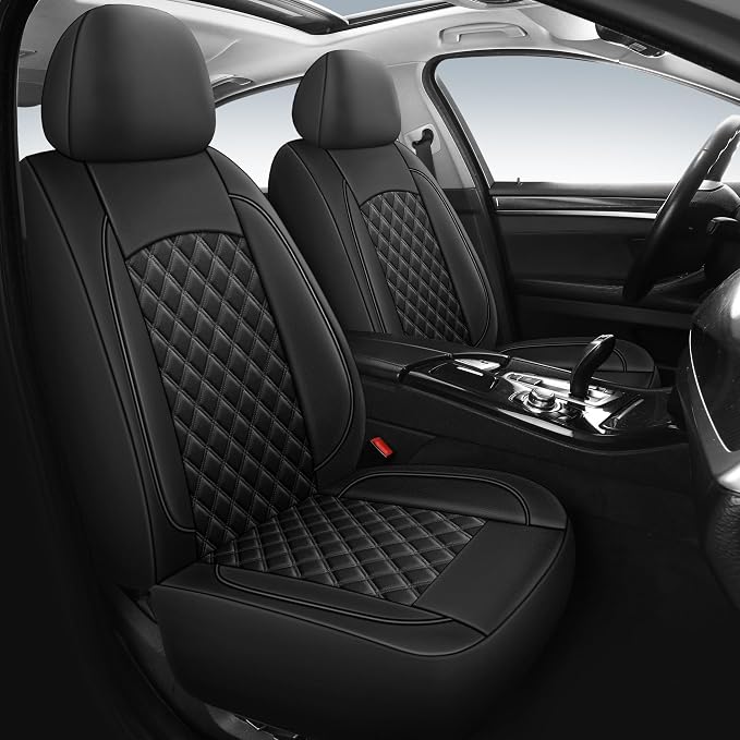 HChengkikz Front Car Seat Cover, Waterproof Nappa Leather (Black) | Breathable, Airbag compatible, Easy to Install, Universal Fit for Most Cars, Sedans, SUVs, Vans, Trucks