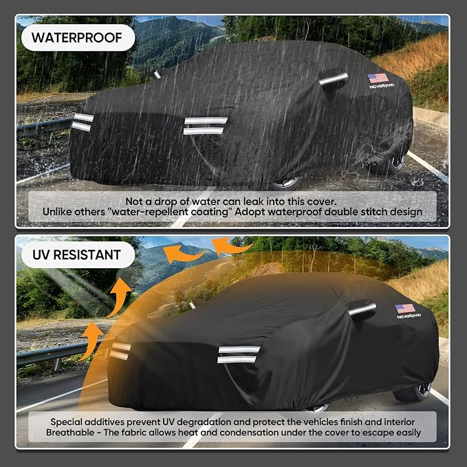 Car Cover Compatible with Ford Mustang, Full Car Covers Waterproof All Weather Dustproof, Snowproof, UV Protection Exterior Car Covers for Automobiles Universal Fit Ford Mustang