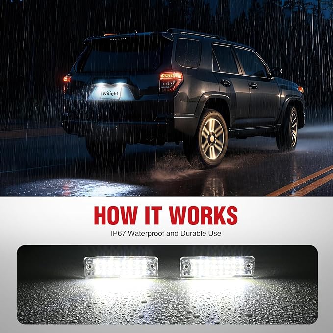 Nilight License Plate Lights Compatible with 1996 1997 1998 1999 2000 2001 2002 2003 2004 2005 2006 2007 2008 2009 2010 2011 2012 2013 2014-2022 Toyota 4Runner 6500K White Clear Lens 2PCS Pack