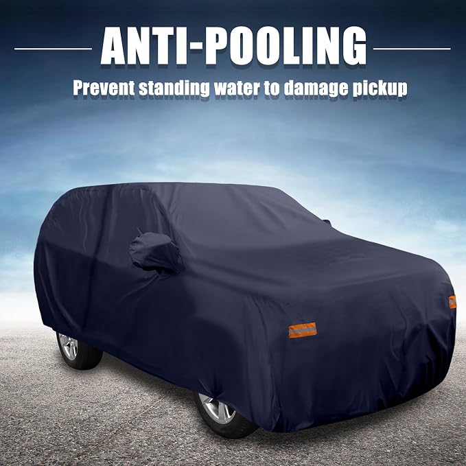 X AUTOHAUX SUV Car Cover for Chevrolet Tahoe 4 Door 2007-2024 Outdoor Waterproof Sun Rain Dust Wind Snow Protection 190T PU W/Driver Door Zipper Navy Blue