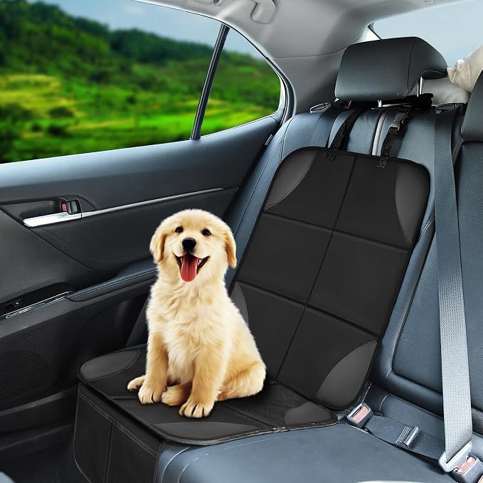 Musclez Car Seat Protectors, Car Seat Covers Waterproof 600D Fabric, Non-Slip Backing & 2 Mesh Pockets Carseat Protector for Baby Child Safety Seats, Pets, Automotive Interior Protection, Pack of 2