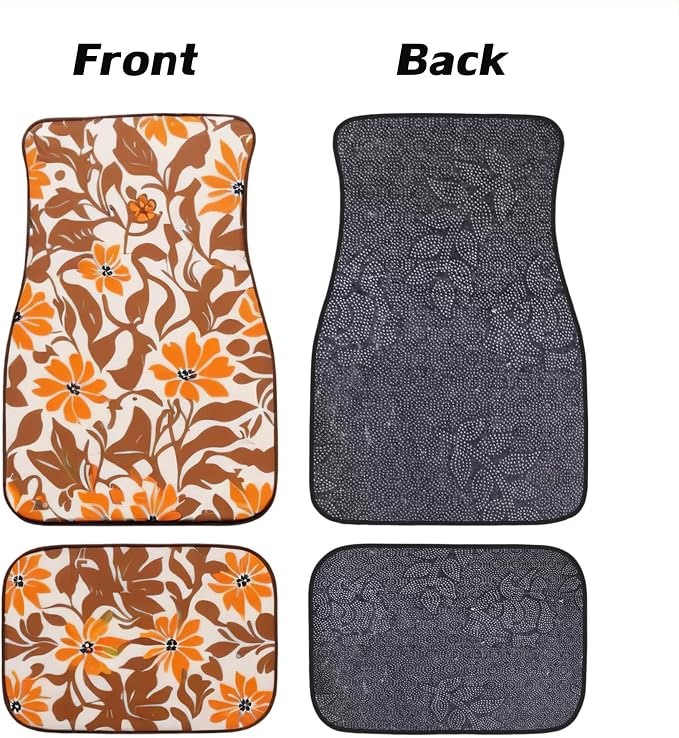 Car Floor Mats Non-Slip Automotive Floor Mats All-Weather Front Rear Car Floor Foot Mat Sets of 4 Pieces Foot Mats Rugs Carpet for Car Trucks SUV Sedans (Fall-02)