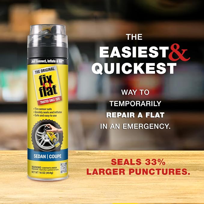 Fix-A-Flat S60420-6PK Aerosol Emergency Flat Tire Repair and Inflator, for Standard Tires, Eco-Friendly Formula, Universal Fit for All Cars, 16 oz. (Pack of 6)