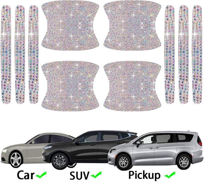 BetterJonny Crystal Car Scratch Protector, Rhinestone Bling Scratch Protectors (Colorful)