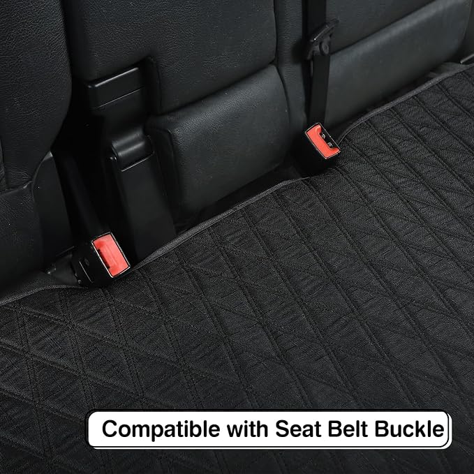 Leader Accessories Faux Linen Rear Bench Seat Cover, Size M, Black | Breathable Back Seat Protector With Non-Slip Bottom, Diamond Stitched Bench Seat Cushion for Vehicles Cars Van SUV Truck