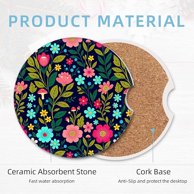 2 Pack Car Coasters for Cup Holders 2.56"