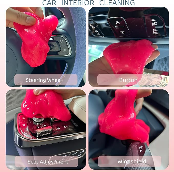 2-Pack Car Cleaning Gels Car Interior Cleaner Putty Slime Auto Detailing Tools Universal Dust Removal Cleaning Kit for Car Accessories Vents 3C Office Scented Red