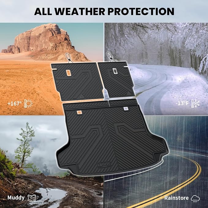 LASFIT Cargo Mat with Backrest Mat for Honda HRV 2023-2027 & for Acura ADX 2025-2026, All Weather TPE Custom Fit Trunk Mat Cargo Liner with Seatback Mat Accessories, Black