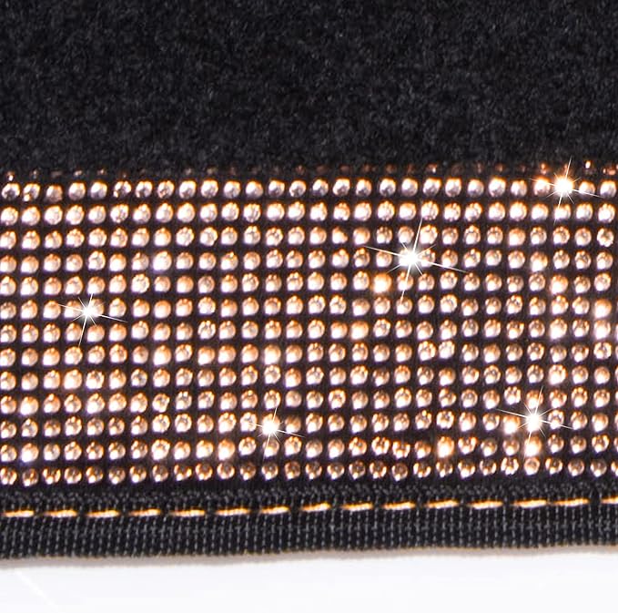CAR PASS Bling Rhinestone Diamond Car Floor Mat, Crystal Sparkly Shining Glitter Carpet Waterproof Anti-Slip PVC Heel Pad, Universal for Interior Auto SUV,Sedan,Van,4pcs Girl Women Men, Champagne Gold