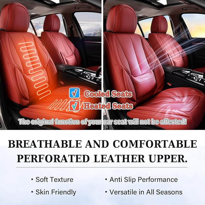 Coverado Car Seat Covers, Seat Covers for Cars, Waterproof Leather Auto Seat Protectors, Leather Car Seat Cushion, Car Interiors Accessories Universal Fit for Most Cars