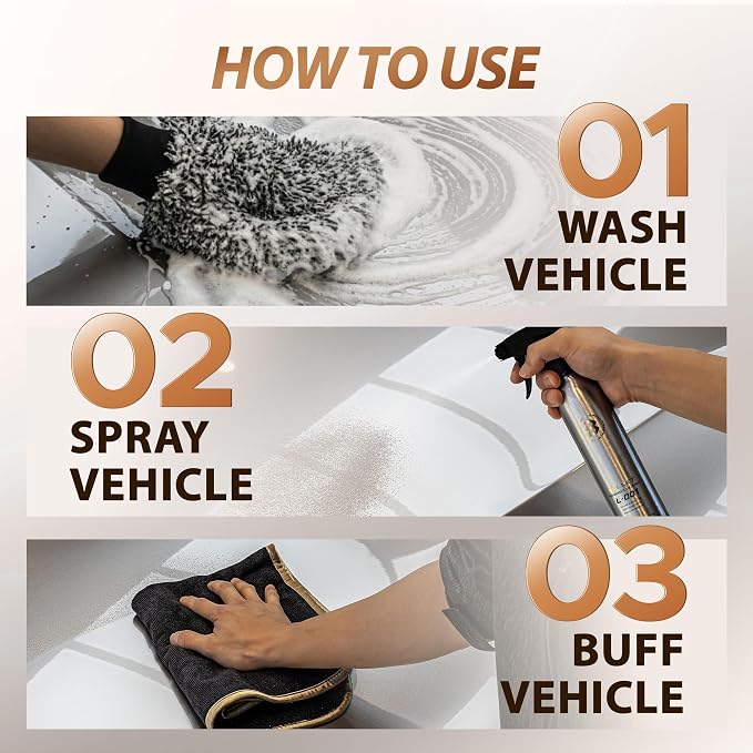 BULLET L-001 SiO2 Ceramic Spray Wax for Cars, Liquid Car Wax with Hydrophobic Paint Protection, Deep Gloss Shine & Slick Finish, Spray-On Wipe-Off Top Coat for Paint, Glass, Wheels & Trim, 10.1 oz