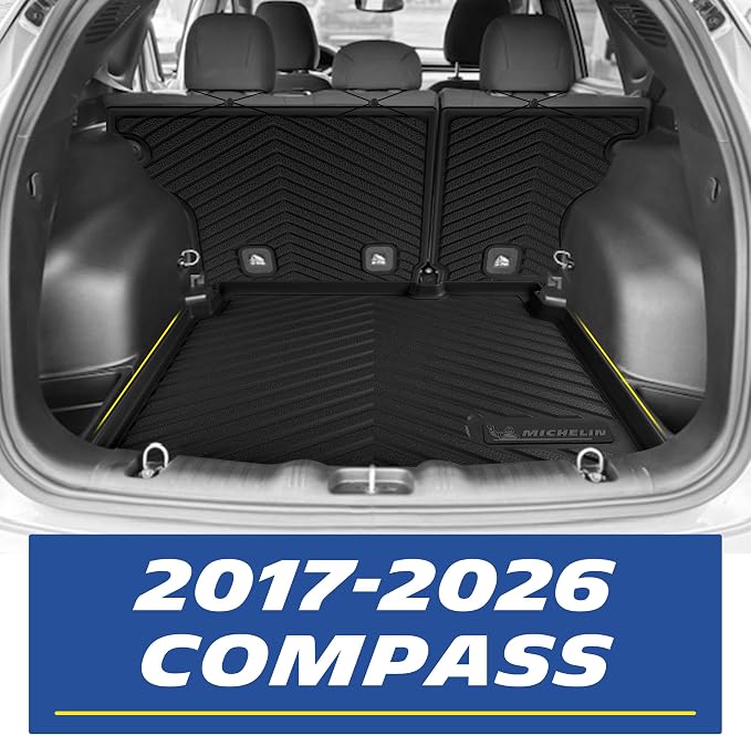 Michelin Vehicle Mats for 2017-2026 Jeep Compass (6 Piece) | Not Fit 2017 Old Body Style, All-Weather TPE Custom Fit Liner, Premier