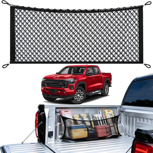 Side Cargo Net for Ridgeline/Chevy Colorado/Canyon, Tailgate-Free Side | Double Layer Truck Bed Side Cargo Net, Heavy Duty Oxford Cargo
