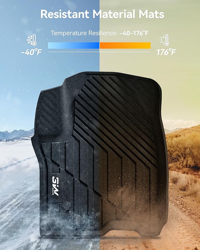 3W Floor Mats Fit for 2021 2022 2023 2025 2026 Chevy Suburban/GMC Yukon XL/Cadillac Escalade ESV 7 Seat, TPE All Weather Custom Fit Car Accessories Full Set Car Liners for Bucket Seat