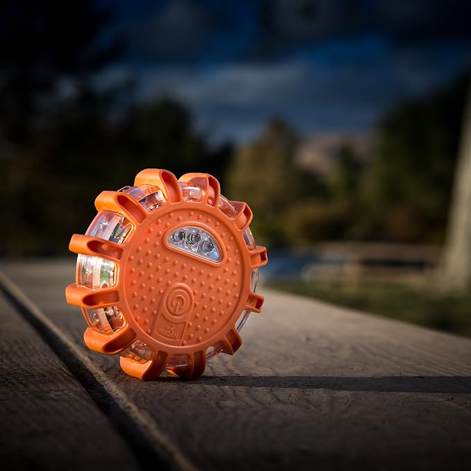 Wagan EL2639-3 FRED Flashing Roadside Emergency Disc LED Flare 9 Flash Modes for Roadside Security, Warning Flashing with Magnet and Hook for Vehicles and Boats