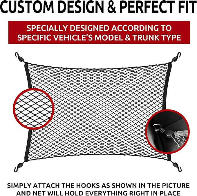 Floor Style Trunk Cargo Net for Ford Explorer Base ST XLT Limited 2020-2026 - Car Accessories - Premium Trunk Organizers and Storage - Cargo Net for SUV - Vehicle Carrier Organizer for Ford Explorer
