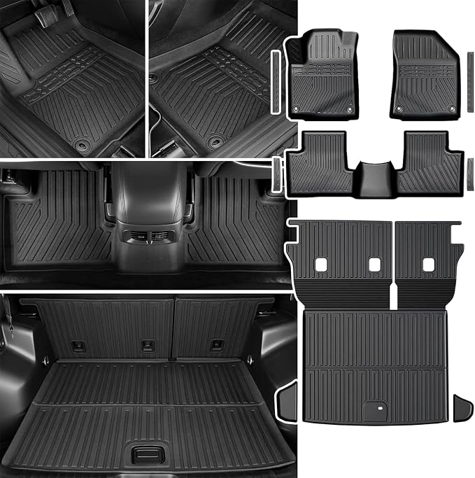 Floor Mats Set for 2019-2023 Jeep Cherokee, All Weather TPE Floor Liners Backrest Mat Trunk Mat Cargo Liner Door Sill Guards Accessories