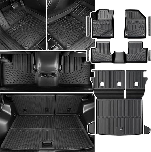Floor Mats Set for 2019-2023 Jeep Cherokee, All Weather TPE Floor Liners Backrest Mat Trunk Mat Cargo Liner Door Sill Guards Accessories