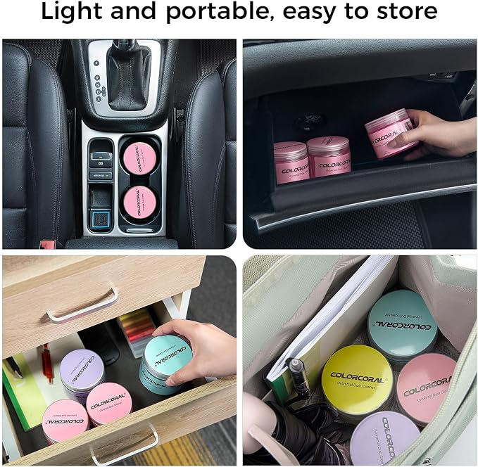 ColorCoral Cleaning Gel 2Pack for Office Products Cleaning,Keyboard Cleaner Dust Clean Gel for Car Interior Cleaning,Car Putty Reusable Slime goo for Vehicle Vents,Laptop(Navy Blue, Rosed Red)