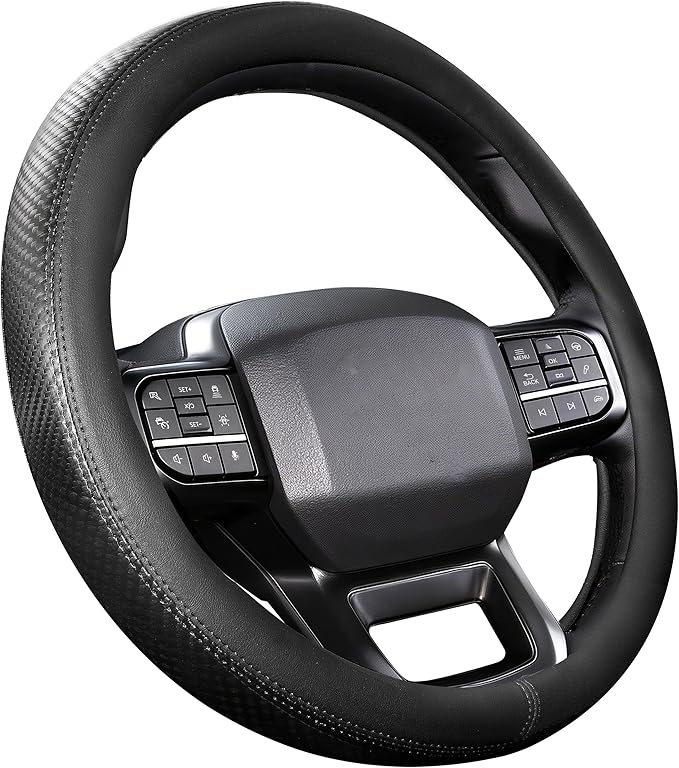 Steering Wheel Cover for Ford F150 F250 F350 1997-2026, Fit 15.5-16" Wheels (Black)