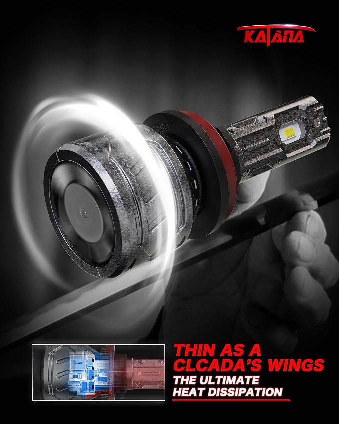 Katana H11 Bulb,H9 H8 400% Brightness White Plug and Play 1:1 Size of Fog 2