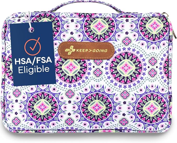 KeepGoing Large Home First Aid Kit for Kids – 270 Pc. for Car, Home, Dorm, & Boat with Latex-Free Bandages – 10 x 7 x 3.5 in. Travel First Aid Kit (Boho)