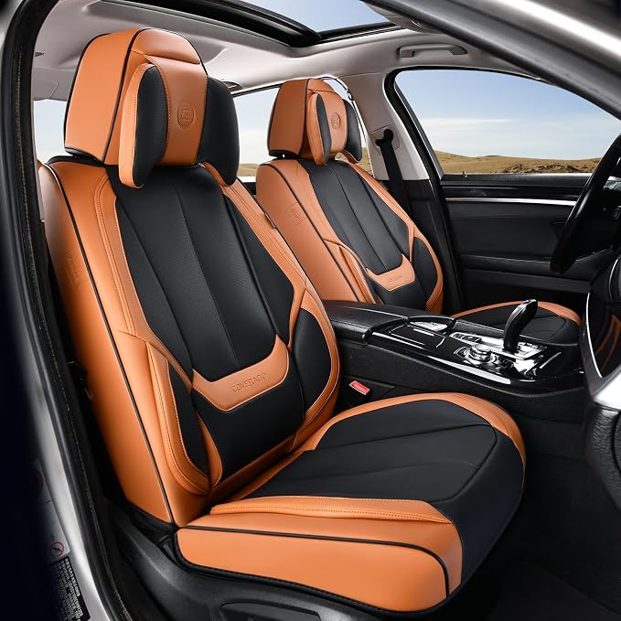 Coverado Car Seat Covers, Seat Covers for Cars, Waterproof Leather Auto Seat Protectors, Leather Car Seat Cushion, Car Interiors Accessories Universal Fit for Most Cars