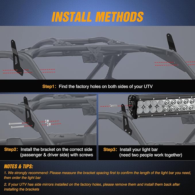 Nilight Light Bar Mounting Brackets for 50 Inch Straight Lights UTV Roof Upper Windshield Compatible with Can-am Maverick X3 MAX DS RS MR Turbo R 2017 2018 2019 2020 2021 2022 2023 2024