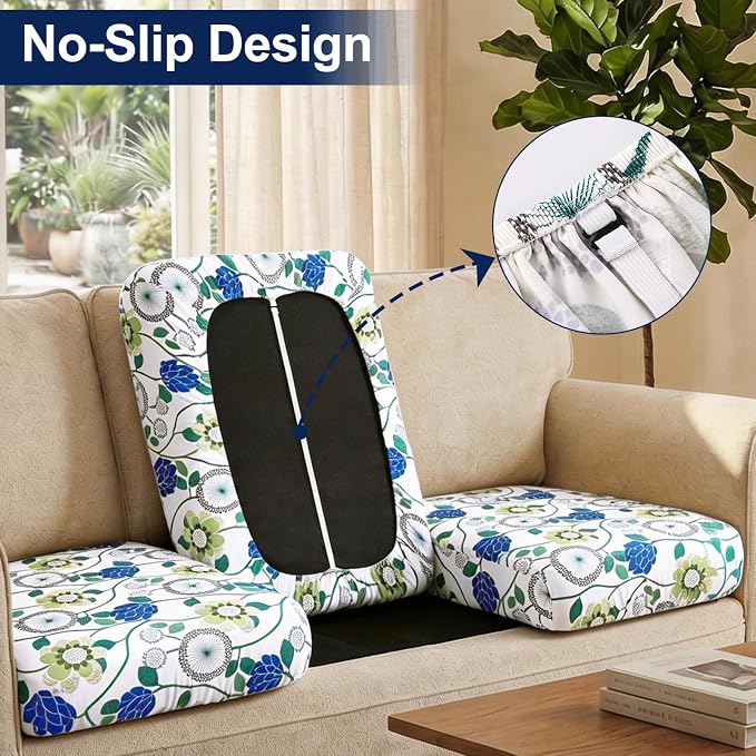Smiry Waterproof Patio Cushion Covers, Stretch Outdoor Couch Slipcovers Replacement Washable Furniture Protector Sofa Chair Seat Cover for Dogs and Pets (12 Pcs, Light Green)