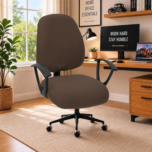 DIVA EN CAMINO DEC Stretchable Desk Office Chair Seat Covers - Universal Stretch Computer Chair Slipcover - 180GSM Washable Rotating Backrest Coverings & Cushion Protectors for Dogs, Cats, Pets