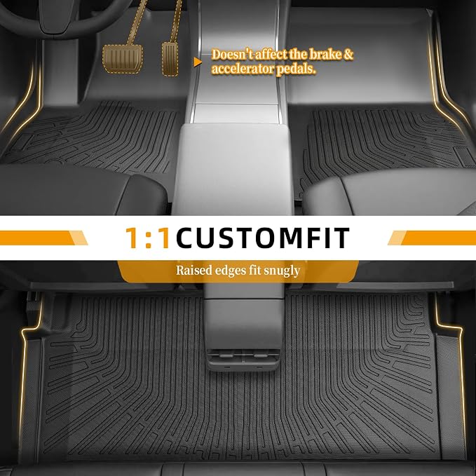 Floor Mats for Chrysler Town & Country 2008-2016(ONLY Stow'n Go) | for Dodge Grand Caravan 2008-2015 2016 -2018 2019-2021,TPE Custom Floor Liners & Seatback Mat & Cargo Liner