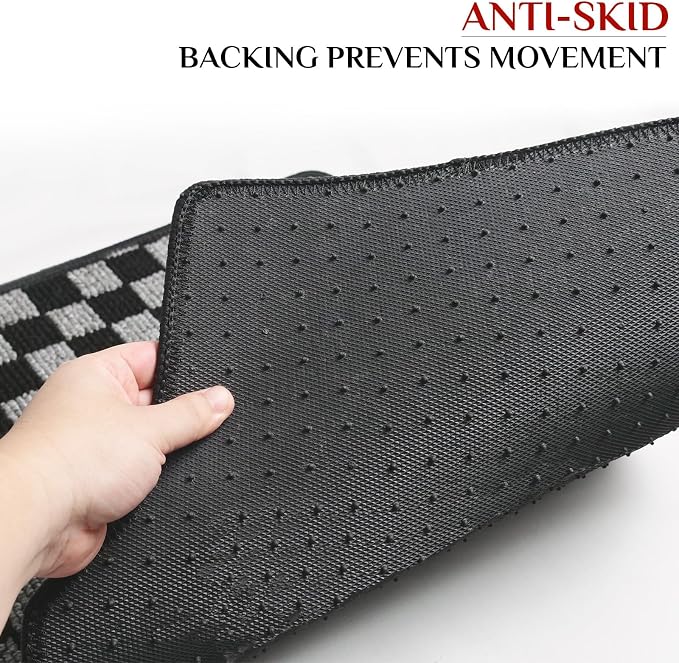 Plaid Car Floor Mats Set of 4,Checkered Plaid Pattern Vehicle Front Rear All Weather Carpets Mosaic Mats Rugs Non-Slip Auto Foot Mats Car Accessories Universal Fit for Car SUV Truck Van (Black White)