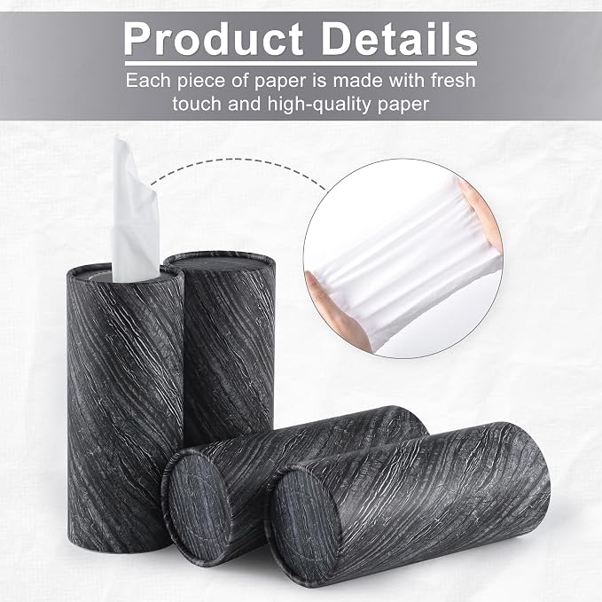 SINGARO Car Tissue Holder, 4 Pack Car Cup Holder Facial Tissues with Travel Tissue Bag, Quick and Convenient Flower Combination Car Tissue Box(4 Canisters/200 Tissues) Gray