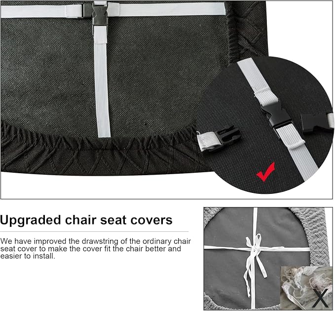 Genina Waterproof Seat Covers for Dining Room Chairs Covers Dining Chair Cover Kitchen Chair Covers (Black, 6 Pcs)
