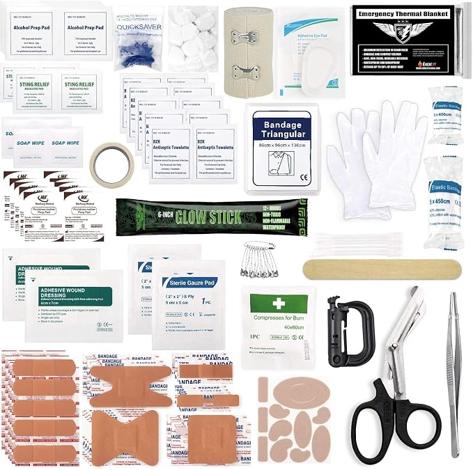 Everlit 180 Pieces Tactical First Aid Kit IFAK Molle EMT Pouch Outdoor Camping Emergency Kits for for Camping Boat Hunting Hiking Home Car Earthquake and Adventures Black
