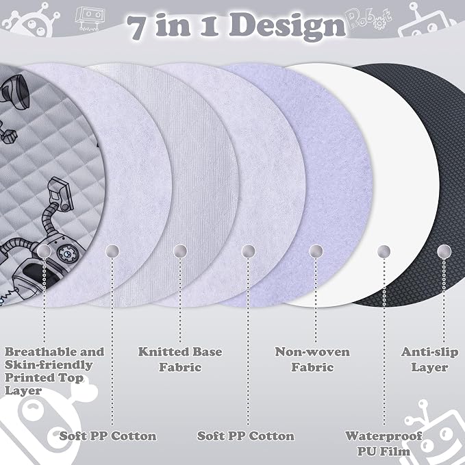 Babenest Car Seat Potty Protector Cover -Waterproof Carseat Training Liner for Baby &Toddler Shower Gift, Dry Piddle Pee Pad with Fun Designs for Strollers & Infant Car Seats (2pcs Robot-Grey)