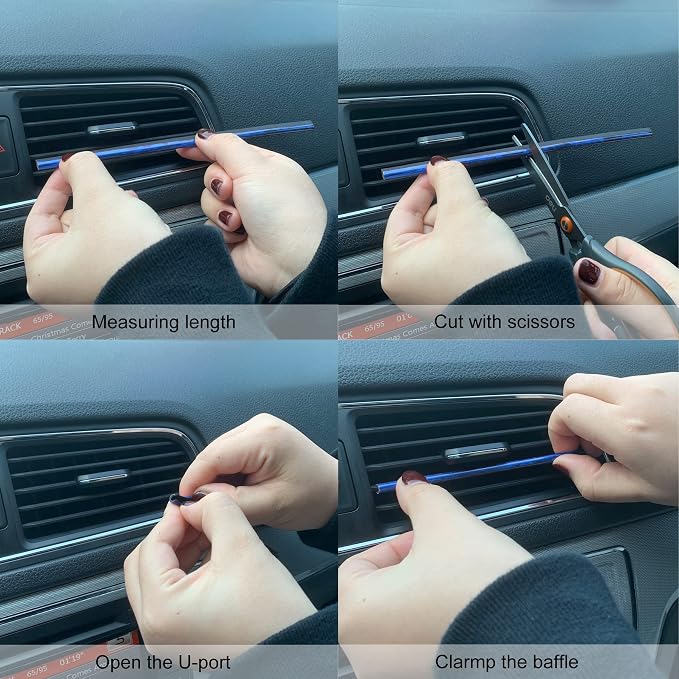 LivTee 20 Pieces Car Air Conditioner Decoration Strip for Vent Outlet, Universal Waterproof Bendable Air Vent Outlet Trim Decoration, Car Interior Accessories (Shiny Blue)
