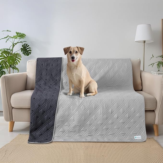 PetAmi Waterproof Couch Cover for Dogs, Non-Slip Leakproof Sofa Furniture Protector for Pet Cat, Machine Washable Bed Blanket for Car Seat, 102x82 Light Gray