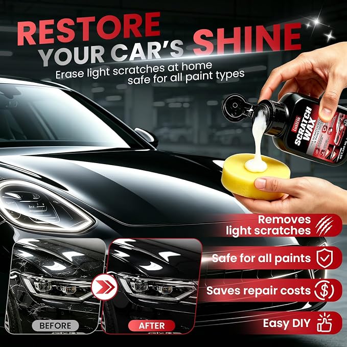 Car Scratch Remover for Cars – Buffer Free Paint Scratch Repair, Clear Coat Safe – Use with Microfiber Cloth or Applicator Sponge – Removes Minor Scratches & Swirl Marks-3.4oz