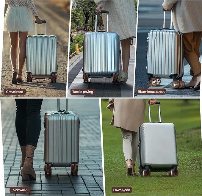 8Pcs Luggage Wheel Covers, Travel Accessories (Gradient Espresso Brown) | Wear-resistant & anti-noise silicone covers. Fits 2-2.4" wheels. Protects suitcase wheels. Travel essential for suitcases