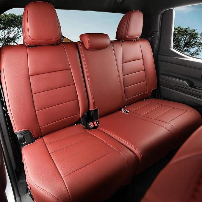 coverdream 2024 2025 2026 Tacoma Seat Covers Full Set for Toyota Tacoma 4th Gen Double/Crew Cab SR,SR5,TRD Sport,TRD Off-Road,Limited,Fully Covered,Waterproof Leather Car Seat Protector(Wine Red)