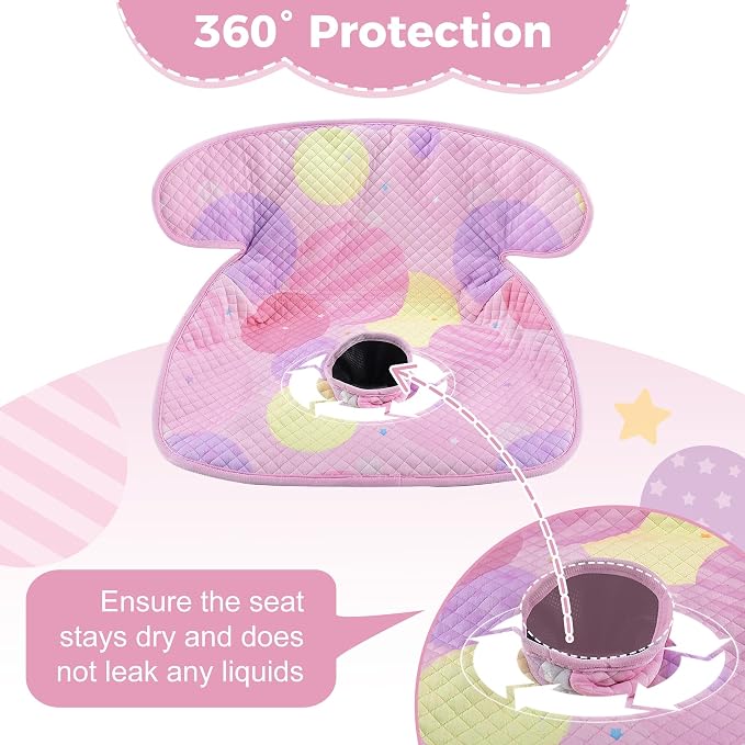 Piddle Pad Waterproof Car Seat Protector for Potty Training – Flat, Padding-Free Machine Washable Seat Cover for Spills & Potty Accidents – for Car Seat, Stroller, High Chair (Pink, 2PC)